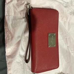 Michaels Kors jet set wallet red with rare silver